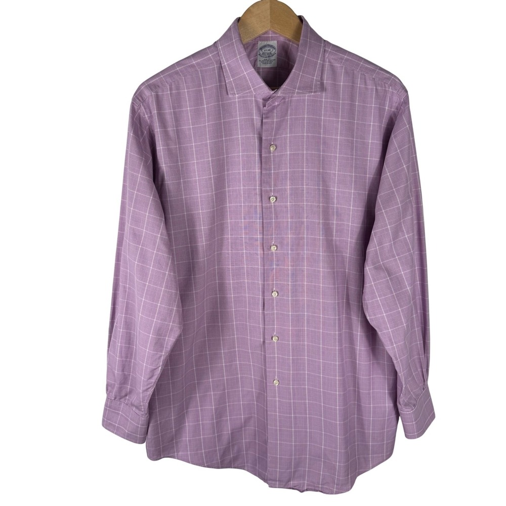 Brooks Brothers Slim Fit Plaid Egyptian Cotton Dress Shirt Mens 17-34 USA Made - Picture 3 of 7